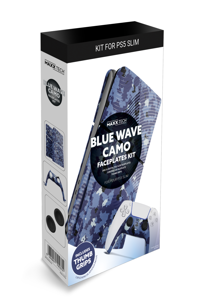 PlayStation 5 SLIM BLUE WAVE CAMO FACEPLATES KIT (Faceplates + Controller Faceplates Camo Blue)
