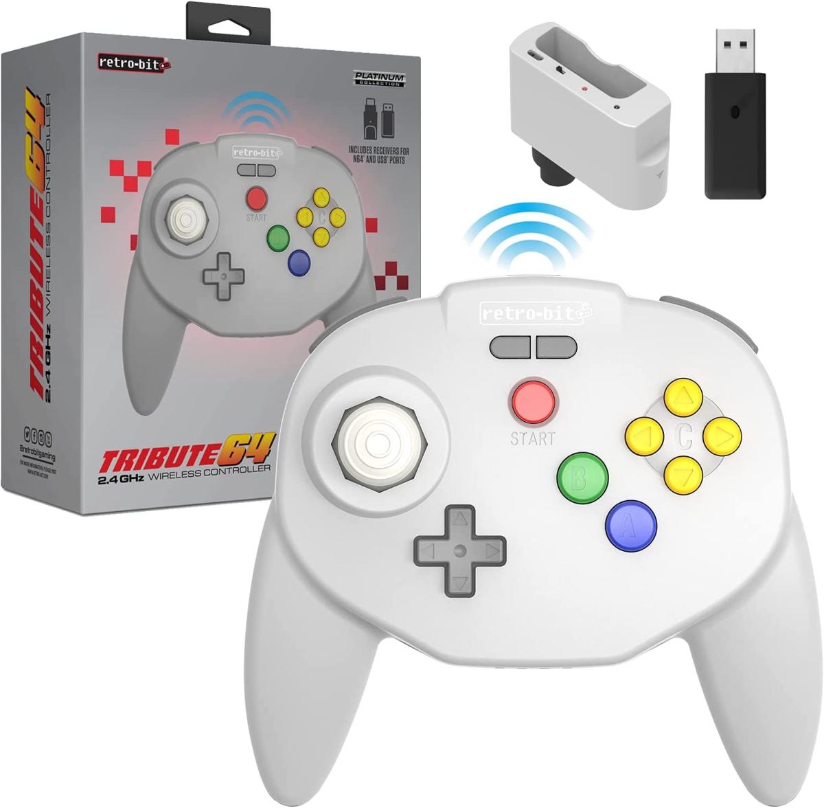 Retro-Bit Tribute64 2.4GHz Wireless Controller for Nintendo 64/Switch/PC/Mac  Gray at Just for Games