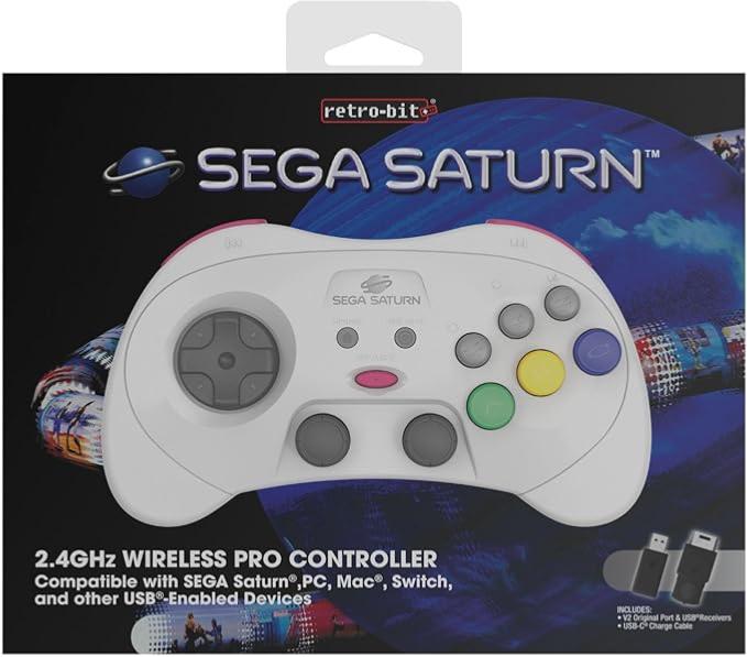 RetroBit Sega Saturn 2.4Ghz Pro White
