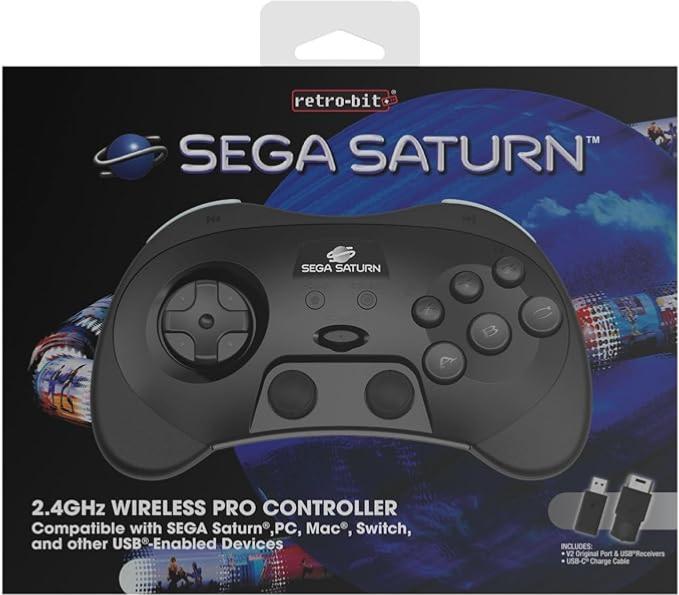 RetroBit Sega Saturn 2.4Ghz Pro Black